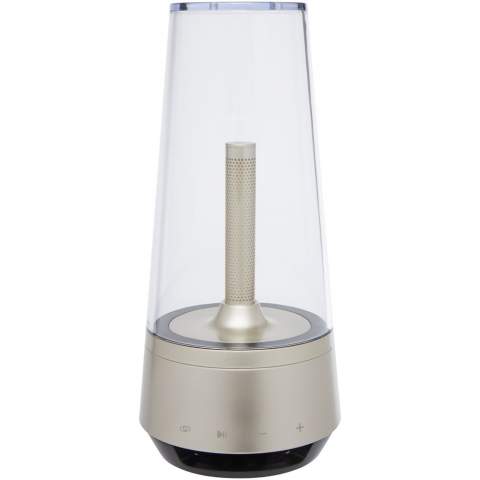 Krachtige Bluetooth®-luidspreker met 5 W-uitgang en een aantrekkelijk design met ingebouwde kaarsdimmer voor een romantische sfeer. Het item kan ook afzonderlijk worden gebruikt als een lamp. De helderheid kan eenvoudig worden geregeld door het item te draaien. De ingebouwde oplaadbare batterij van 1000 mAh zorgt voor 2,5-5 uur afspeeltijd op maximaal volume (afhankelijk van dimmer aan of uit). Bluetooth® 5.1 met een verbindingsbereik tot 10 meter voor een stabiele verbinding en hoogwaardig geluid. Geleverd in een premium geschenkverpakking van kraftpapier met een kleurrijke sticker.