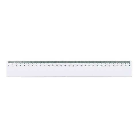 White synthetic 30cm ruler.