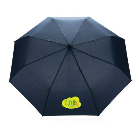 No greenwashing, but telling a true story about sustainability! This Impact umbrella is made from 190T RPET pongee with AWARE™ tracer. With AWARE™, the use of genuine recycled fabric materials and water reduction impact claims are guaranteed, by using the AWARE disruptive physical tracer and blockchain technology. Save water and use genuine recycled fabrics. With the focus on water 2% of proceeds of each Impact product sold will be donated to Water.org. This portable 3 section manual open mini umbrella  is the perfect size to keep in your purse or car for a weather emergency. Metal frame, metal ribs with beautiful bamboo handle. This umbrella canopy is made of 7,6 PET bottles (500ml). Water savings are based on figures when compared to conventional fibre. This calculated indication is based on reliable LCA data as published by Textile Exchange in their Material Snapshots 2016.<br /><br />UmbrellaMechanism: Manual open/close