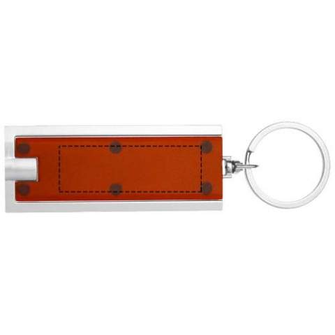 Bright white LED key light with push button. Split metal key ring. Batteries included.