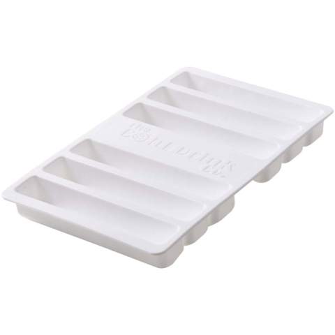 Keep drinks cool with the handy Freeze-it ice stick tray. The long thin moulds create ice sticks perfect for use in drinks bottles. These ice stick trays are made-to-order, meaning that your logo can be relief moulded to the central area giving a 3D effect. Made in the UK.