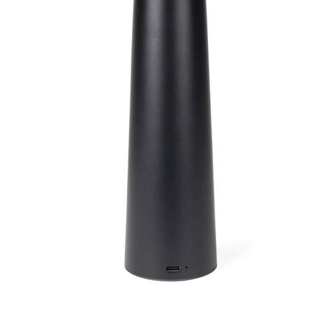 A compact lamp with a modern design that adds both character and style. Made from metal and recycled ABS. The lamp features a touch function on the top to switch between warm light, white light and warm white light. It is rechargeable via USB-C (cable included) and provides up to 8 hours of illumination. Certified by RCS (Recycled Claim Standard), RCS certification guarantees that the entire supply chain of recycled materials is certified. The total recycled content is based on the overall product weight. This product contains 7% RCS certified recycled ABS.<br /><br />PVC free: true