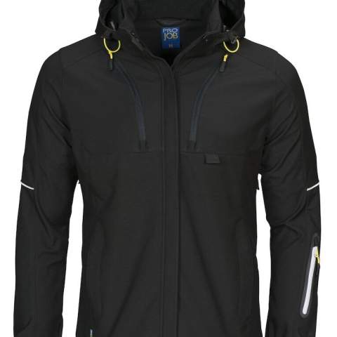 • functionele drielagige softshell voor dames<br />• wind- en waterafstotend<br />• stormflap met boven- en onderaan een drukknoop<br />• afneembare en verstelbare capuchon<br />• twee schuinlopende, verticale borstzakken, de linker met telefoonzakje<br />• twee zijzakken met ritssluiting<br />• mouwzakje met ritssluiting<br />• ventilatiegaten met ritssluiting onder de arm<br />• verlengd rugpand<br />• reflecterende biezen op de mouwen en de rug<br />• met fleece gevoerde kraag<br />• aanpasbare taille met trekkoord<br />• aanpasbare manchetten met velcro<br />• WP 8000, MVP 8000