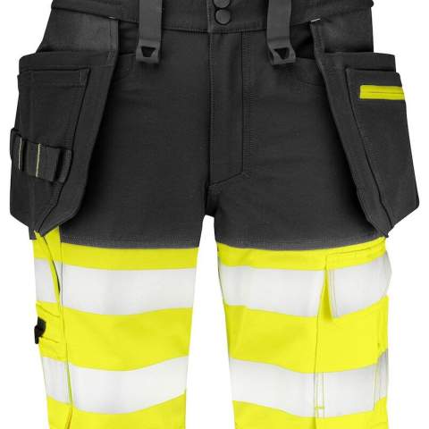 • stretch inzetstukken voor een grote flexibiliteit                                                                                            <br />• 4-weg stretch over de heupen en aan de achterzijde<br />• de zijkanten aan de bovenzijde zijn niet in stretch om stabiliteit te geven aan de short<br />• spijkerzakken met extra compartimenten en Cordura® verstevigingen binnenin                                       <br />• de spijkerzakken zijn afneembaar door het contraststiksel aan de binnenzijde los te maken wanneer nodig                                                                                                                                         <br />• moderne pasvorm<br />• ruime beenzakken aan beide zijden<br />• linker beenzak met apart compartiment voor telefoon met magneet afsluitbaar en lus voor badgehouder<br />• rechterbeenzak met meterzak en mesknoop<br />• ingewerkte achterzakken                                                                    <br />• gesealde en gesegmenteerde reflectiebanden van 3M<br />• velcro lussen om extra gereedschap te bevestigen