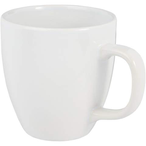The Moni ceramic mug has a trendy glossy finish adding a sleek touch. It features a large handle that provides a comfortable and sturdy grip. The mug is versatile enough to use with both hot and cold beverages allowing you to enjoy coffee, tea, soup, and more.  Volume capacity is 430 ml. Dishwasher safe for all printing methods. Presented in a recycled cardboard gift box.