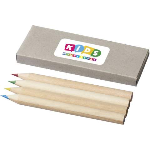 4 coloured pencils inside a paper box. Decoration not available on components.