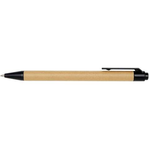 Sticky notepad with ballpoint pen. The notepad has 30 sheets of white 70 g/m2 lined paper (8 x 12 cm). It also has 25 multicoloured (5 x 1.2 cm) and 25 yellow (7.5 x 7.5 cm) sticky notes, both types with 70 g/m2 paper. The barrel of the ballpoint pen is made of recycled paper. Ink colour: Black. Writing length: 1000 metres. Nib size: 1.00 mm.