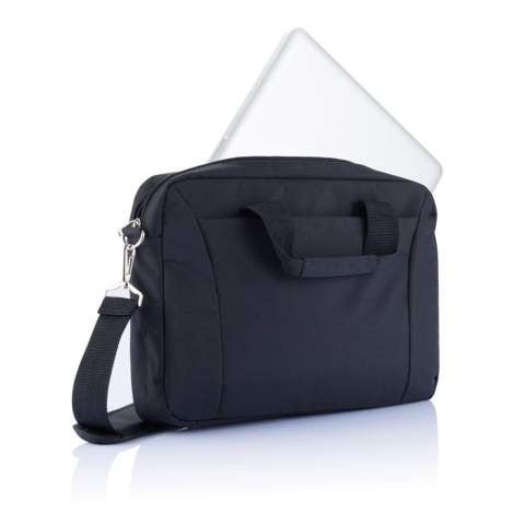 300D Polyester Laptoptasche, welche ideal für Reisende ist, die leichtes Gepäck mit sich tragen möchten. Alle erdenklichen Fächer sind vorhanden, wie z.B. ein 15,4” Laptopfach, Fächer für Dokumente und eine Vorrichtung, um die Tasche auf ein Trolleygestänge aufzuschieben. PVC-frei.<br /><br />FitsLaptopTabletSizeInches: 15.4<br />PVC free: true