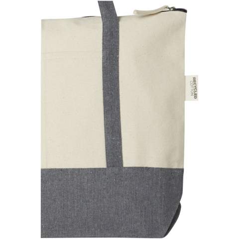 Le sac shopping Repose en coton recyclé 320 g/m² avec fermeture zippée est fabriqué à partir de coton recyclé de pré-consommation écologique. Dispose d'un compartiment principal zippé, d'un color-block tendance, d'une poche coupée à l'avant et d'anses de 27 cm. Peut supporter jusqu'à 10 kg. 