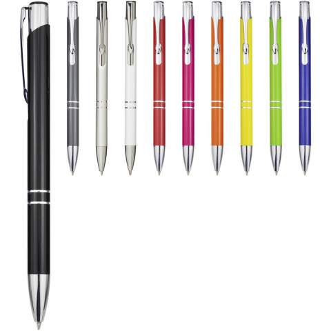 Ballpoint pen with click action mechanism, lacquered finish, polished shine, and striking chrome details. The extensive and popular Moneta range is available in many different styles and finishes.