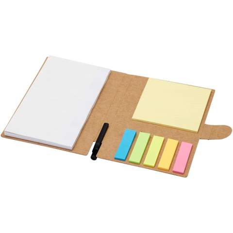 Le carnet de notes autocollantes Swift et son stylo à bille constituent un accessoire de bureau très pratique, avec 25 feuilles de papier blanc 70 g/m2 (14,1 x 7,8 cm). Il est pourvu de petites feuilles de notes (4,5 x 1,2 cm) et de grandes feuilles de notes (7,5 x 7,5 cm) autocollantes en couleurs. Le corps du stylo bille est en papier recyclé. Couleur de l'encre : Noire. Longueur d'écriture : 500 mètres. Taille de la plume : 1,00 mm.