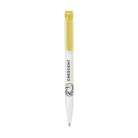 Stylo à encre bleue de la marque Stilolinea®, avec clip/bouton-poussoir colorés translucides. Fabriqué en Italie.