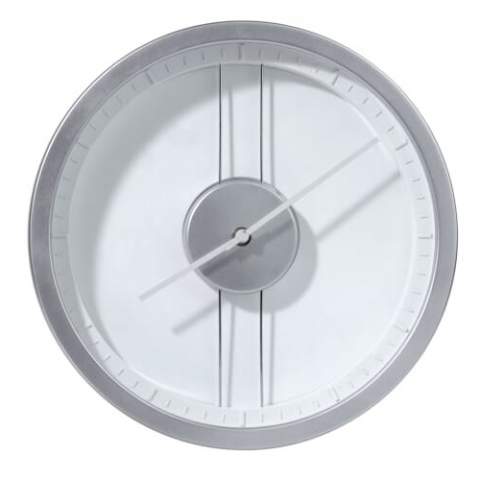 A Toppoint design wall clock with a transparent front. The dial can be printed all-over with a full-colour digital print. Comes packaged in a gift box.