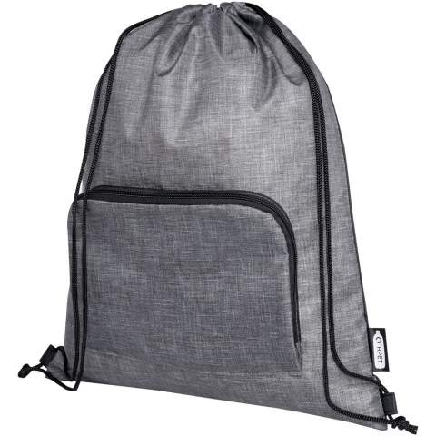 Die Ash faltbaree, recycelte Tasche mit Kordelzug verfügt über ein Hauptfach mit Kordelverschluss und eine Vordertasche mit Reißverschluss, in die sich die Tasche zum einfachen Transport und zur Aufbewahrung leicht zusammenfalten lässt. 