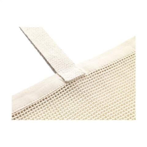 WoW! Robuster Mesh-Shopper aus 100% Baumwolle in Bio-Qualität (180 g/m²). Mit stabilem gewebtem Boden und langen Tragegriffen. Fassungsvermögen ca. 12 Liter.