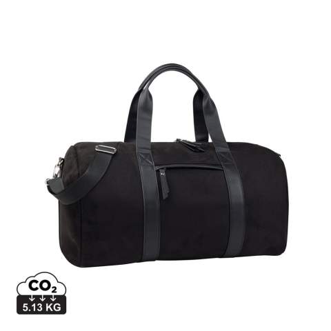 Travel in style with Marlow RCS-certified recycled polyester weekend bag. Stay organised on-the-go with this weekend bag designed for 2-3 days weekend or business trip. Features one interior pocket secured with a zipper and an exterior zipped pocket. Equipped with a detachable and adjustable shoulder strap. The Marlow series crafted from recycled faux suede with PU details and lining in recycled polyester. Finished with sleek silver hardware. Certified by RCS (Recycled Claim Standard), RSC certification guarantees that the entire supply chain of recycled materials is certified. The total recycled content is based on the overall product weight. This product contains 43% RCS certified recycled polyester and 3% RCS certified recycled polyurethane.