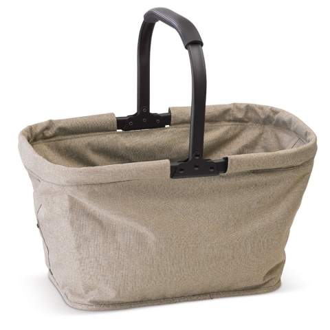 Panier pique-nique pliable, élégant et pratique. Les couleurs de sa texture associées à son armature métallique noire lui donne un aspect haut de gamme. Sa anse est recouverte d’une mousse souple pour un confort optimal. Le devant du panier est agrémenté d’une petite poche avec fermeture éclair.