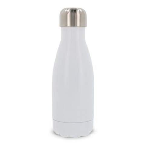 Double walled vacuum insulated drinking bottle.  This 100% leak-proof bottle keeps drinks at the same tempreture for longer thanks to the vacuum in between the walls. Comes packaged in a gift box.