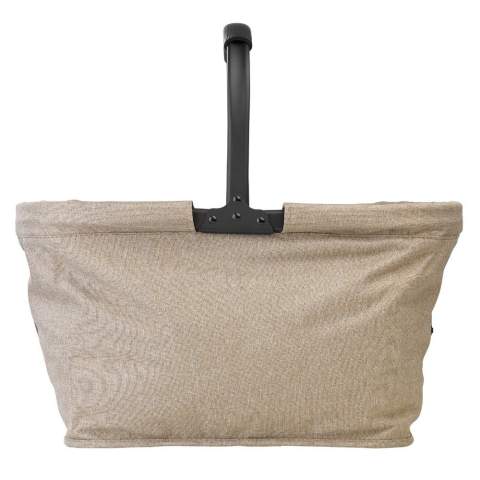Panier pique-nique pliable, élégant et pratique. Les couleurs de sa texture associées à son armature métallique noire lui donne un aspect haut de gamme. Sa anse est recouverte d’une mousse souple pour un confort optimal. Le devant du panier est agrémenté d’une petite poche avec fermeture éclair.