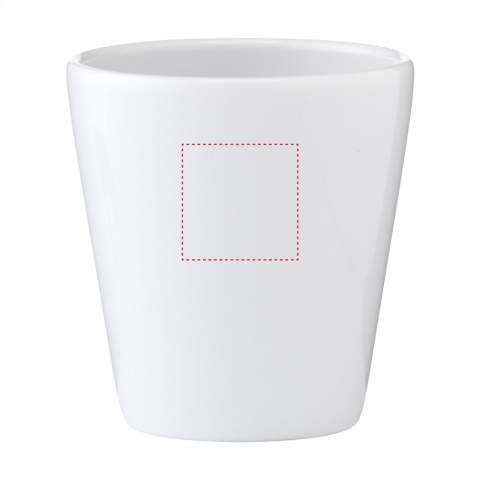 Trendy mug without handle. Made of high-quality ceramics. Suitable for all coffee machines. Dishwasher-safe. Capacity 210 ml. The imprint is tested and certified dishwasher-safe: EN 12875-2.
