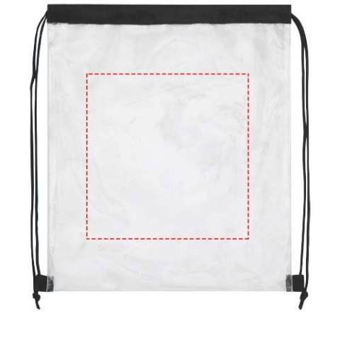 The clear material makes this bag perfect for stadium, event, workplace and other safety purposes. Open main compartment with drawstring rope closure. Accessories not included.