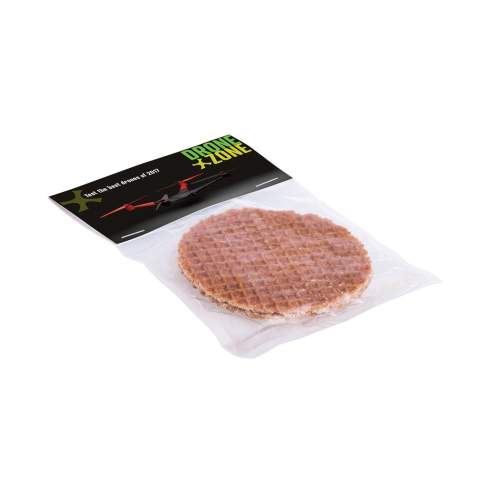 Sirupwaffel in transparenter Folie mit Topkarte