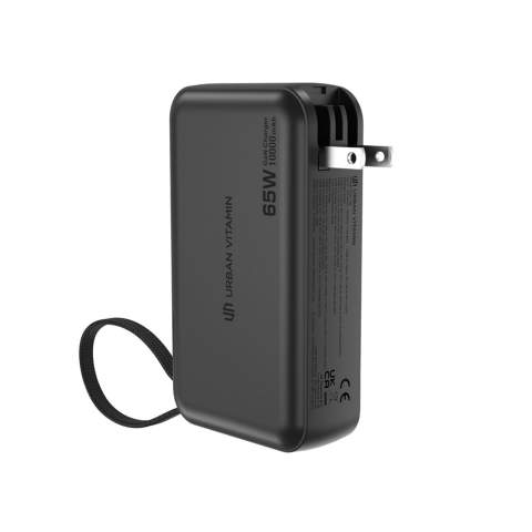 La charge hybride est arrivée avec le chargeur GAN ultime qui vous offre une charge hyper rapide de 65W.  Branchez-le sur une prise murale à la maison ou en voyage et chargez n'importe quel appareil, même un ordinateur portable, à une vitesse incroyable. Pendant que vous chargez vos appareils, le powerbank lui-même se charge. Retirez-le de la prise pour quitter la maison avec un 10.000 mah powerbank complètement chargé. GAN est une nouvelle technologie de charge qui permet une taille beaucoup plus petite pour les adaptateurs puissants, moins de chaleur donc plus sûr. Eureka est livré avec 1 port USB A, 1 port de type C et 1 câble de type C intégré. L'adaptateur USA, UE, UK permet de l'emporter partout où vous allez. Eureka est fabriqué en PC recyclé ignifugé certifié RCS (Recycled Claim Standard). Contenu recyclé total : 22 % sur la base du poids total de l'article. Les articles Urban Vitamin sont fabriqués sans PVC et emballés dans des emballages à teneur réduite en plastique.<br /><br />PowerbankCapacity: 10000<br />PVC free: true