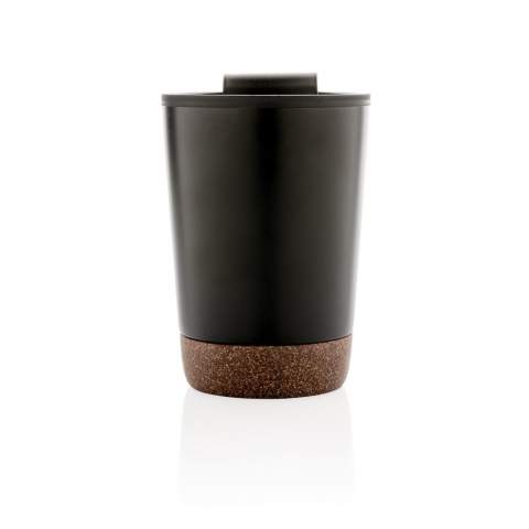 Dubbelwandige koffie beker met plastic binnenkant en uniek kurk-detail. Houd dranken tot 3u warm en 6u koud. Inhoud: 300ml.