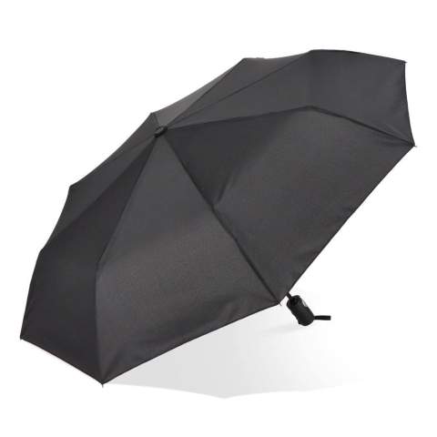 Faltbarer 21"-Regenschirm mit robustem Glasfasergestell und Pongee-Bespannung, windfest. Automatische Öffnung/Schließung, Hülle, Kordel am Griff, komfortabler ABS-Griff.
