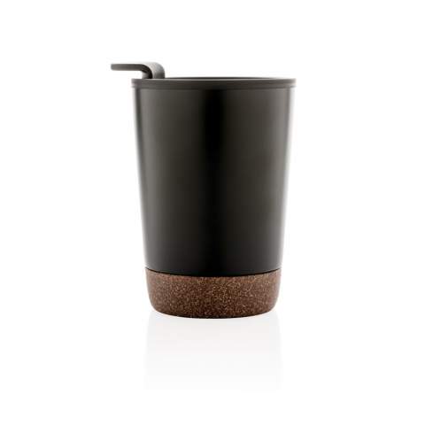 Dubbelwandige koffie beker met plastic binnenkant en uniek kurk-detail. Houd dranken tot 3u warm en 6u koud. Inhoud: 300ml.