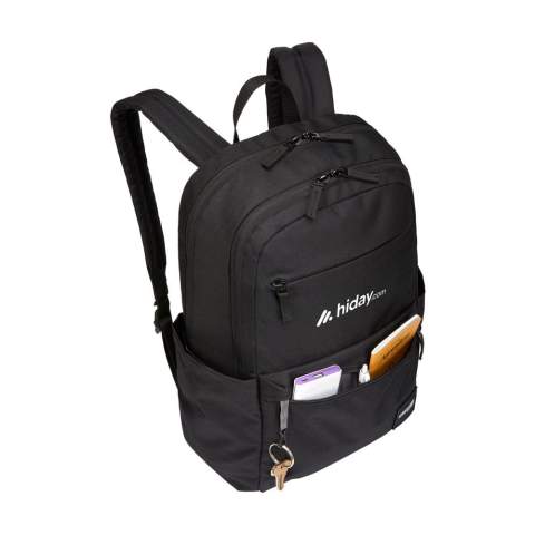 Complete, functional 15.6-inch laptop backpack from Case Logic. Made from recycled 600D polyester. The spacious, padded (1200D polyester) laptop compartment is suitable for transporting a laptop up to 15.6 inches and has a separate slip pocket for a tablet up to 10.5 inches. There is also plenty of room for books, documents and folders. A second compartment has a zip pocket. The bag has two large side pockets and two accessible zip pockets on the front. One of the pockets has an organiser and a pouch for writing materials or cables. With adjustable, comfortable shoulder straps and a quilted, fully padded back panel for comfortable carrying. Capacity approx. 26 litres.