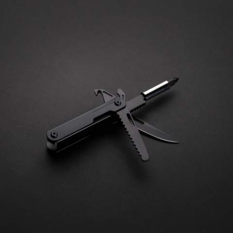 Minimal design but highly functional pocket tool. The body is made from from luxury black aluminum and the tools are made from premium grade 420 stainless steel. The long lasting tool includes: Knife, bottle opener, Box cutter, screwdriver with double bit set ( S2 5, S2 PH2) , saw and slotted screwdriver. Packed in luxury gift box. Hardness level of tools 40-45 HRC. Hardness level of bit 60-62 HR.