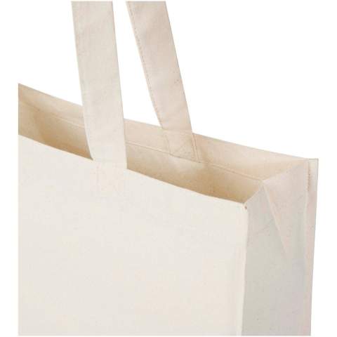 The Orissa 180 g/m² organic tote bag provides extra storage space with its side gussets and wide bottom, and with its long handles it's also comfortable to carry around. The tote bag is made of cotton from India that is also Oeko-Tex certified. Resistance up to 5 kg weight. Capacity: 14 litres.