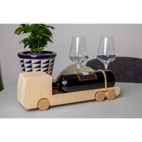 Rackpack Wine Truck:  a wine gift box and a toy truck in one. A beautiful and sustainable gift for every bon vivant! When the bottle is removed from the Wine Truck, you have a cool and sustainable design toy for children and grown-ups young at heart! An ideal gift for business relationships with children. Rackpack: a wine gift box made of  wood with a new second life!  • suitable for one bottle of wine • 8-10 mm pine wood, FSC®100%-certified • wine not included. Each item is supplied in an individual brown cardboard box.