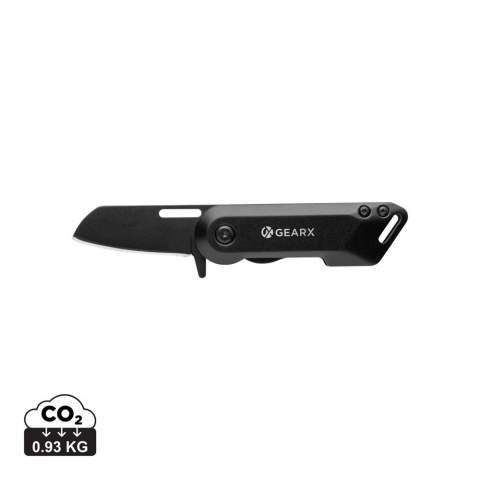 Minimal design meets strong performance with this pocket size folding knife. The fully black folding knife is made from luxury aluminum and premium grade 420 stainless steel. The long lasting knife is easy to use and lock into place. The strong design makes it the perfect knife for both outdoor and indoor use. Packed in luxury gift box.