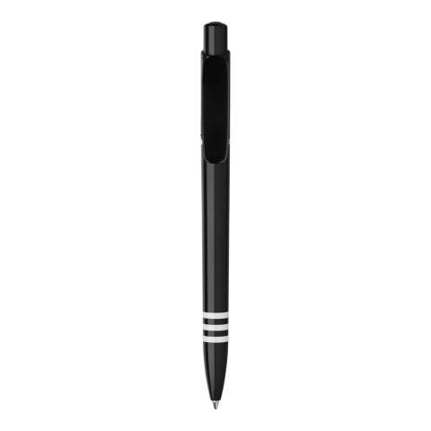 Le stylo bille Tropic possède une grande surface de marquage sur le clip et sur le corps. Corps, bouton poussoir et clip colorés.  Les trois anneaux sur corps sont de la même couleur que le clip. Sa cartouche Jumbo écrit jusqu’à 4.5km, écriture par défaut bleue. Le stylo est fabriqué en Europe en plastique ABS. À partir de 5.000 pièces, vous pouvez choisir vos propres couleurs. 