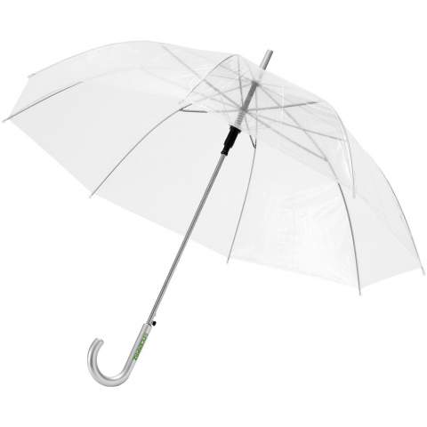23" Schirm mit Metallrahmen, Metallspeichen und Kunststoffgriff.