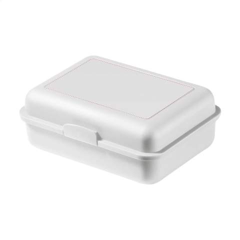 Praktische Lunchbox aus Kunststoff. Geeignet für Lebensmittel. Dieses Produkt ist spülmaschinengeeignet, jedoch wird die Verwendung der Geschirrspülmaschine nicht empfohlen, um den Aufdruck zu erhalten. Hergestellt in Deutschland. Die Oberfläche eignet sich ideal für den iMould-Vierfarben-Aufdruck (wasser-, kratz-, farb- und UV-beständig) in jedem gewünschten Design. Mindestbestellmenge pro Farbe 500 Stück.