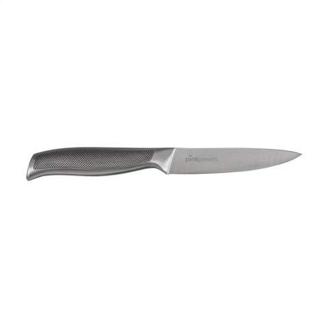 Le couteau universel de la série Sabatier Riyouri possède une lame de 11 cm lui permettant de couper toutes sortes de légumes ou fromages. Fabriqué en acier inoxydable de haute qualité, sa structure antidérapante offre une hygiène impeccable. Par pièce dans une boîte.