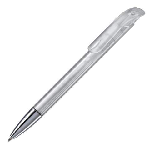 Stylo bille design Toppoint, fabriqué en Allemagne. Ce stylo avec finitions transparente et avec pointe en métal, est livré avec une cartouche Jumbo pouvant écrire jusqu’à 4.5km. Couleur d'écriture bleue.