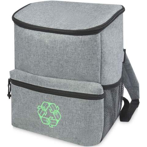 The Excursion cooler backpack features a large PEVA lined, zippered main compartment, making it ideal for taking with you on a hike or picnic. The cooler is made from GRS certified recycled PET plastic, making it a sustainable choice. Featuring a side mesh pocket for a water bottle, and the front zippered pocket is suitable for smaller items. The padded shoulder straps can be adjusted for a perfect and comfortable fit.