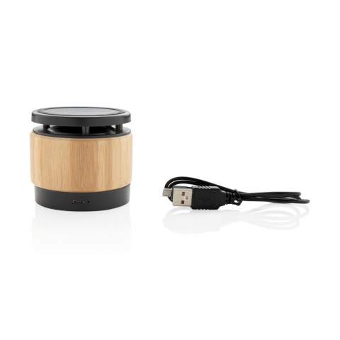 This ECO bamboo charger combines listening to your favorite tunes with charging your phone wirelessly. Simply connect the included 150 cm micro cable to your USB charger at home or in the office and you are ready to go. It contains a 3W wireless speaker and a 5W wireless charger. The speaker has a 400 mAh battery and BT 4.2 that allows a playtime up to 3 hours and operating distance up to 10 metres. When using both functions simultaneously, make sure the item is connected to a power source. Wireless charging compatible with all QI enabled devices like Android latest generation, iPhone 8 and up. Input: 5V/1A, Wireless output: 5V/1A 5W<br /><br />HasBluetooth: True<br />WirelessCharging: true<br />NumberOfSpeakers: 1<br />SpeakerOutputW: 3.00
