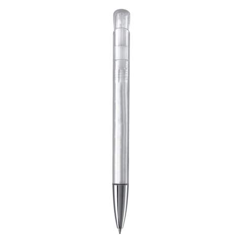 Stylo bille design Toppoint, fabriqué en Allemagne. Ce stylo avec finitions transparente et avec pointe en métal, est livré avec une cartouche Jumbo pouvant écrire jusqu’à 4.5km. Couleur d'écriture bleue.