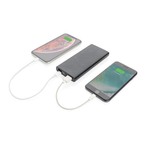 Charge all your mobile devices with the fastest charging speed possible. This aluminium 18W PD powerbank comes with an ultra fast type C output and a QC 3.0 USB A output. The item has a 10000 mah A grade li-polymer battery to charge your device up to 5 times. With battery indicator lights to show the remaining energy level. Micro USB Input 5V/2A; Type-C Input 5V/3A, 9V/2A, 12V/1.5A; USB output 5V/2.1A; QC 3.0 output 5V/3A,9V/2A,12V/1.5A; Type-C Output 5V/3A,9V/2A,12V/1.5A 18W max(PD 3.0) ;USB-A Output: 5V/3A,9V/2A,12V/1.5A 18W max(PD 3.0) Including PVC free TPE material micro charging cable.<br /><br />PowerbankCapacity: 10000