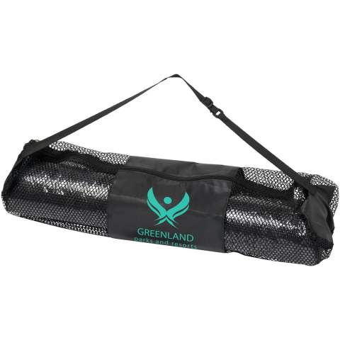 Two-tone yoga mat with a textured surface and excellent grip. A 6mm cushioned thickness for comfort in kneeling, sitting, and other poses. Light enough to roll up and carry around in the mesh pouch with shoulder strap. Available in a matching range of colours to match or contrast with the yoga block. Large decoration area on the carrying pouch. Size: 170 X 60 cm.