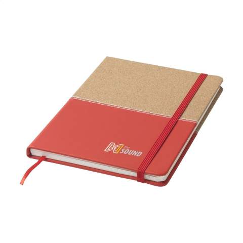 Duo-Stil Notizbuch aus Kork und Lederimitat in handlicher und praktischer Ausführung mit ca. 72 Blatt/144 Seiten cremefarbenem, liniertem Papier (70 g/m²) und elastischem Verschluss.