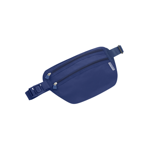 Compact heuptasje met RFID-beveiliging met 2 ritsvakken om je contant geld, kredietkaart, tickets en paspoort veilig op te bergen. Eventueel te personaliseren met logo of initialen.
