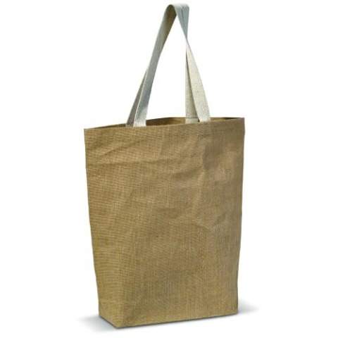 Shoulder bag made of jute with canvas handles. A sustainable business gift. Ideal for shopping or to take to the beach.