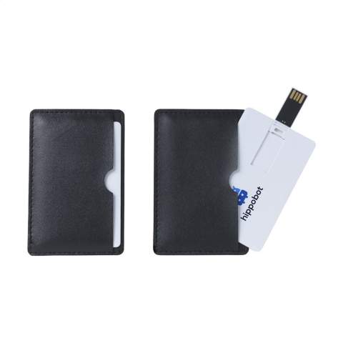 Fast delivery from stock! USB stick (2.0) in the form of a lightweight plastic credit card - slim enough to store in your wallet. Perfect for safely storing and transporting files. Ready for immediate use due to the practical 'Plug-and-Play' system. Compatible with Windows and Mac. Each piece comes in an imitation leather case. Extra options: data upload removable.