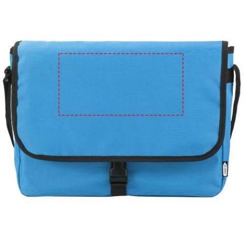Shoulder bag made of recycled PET plastic with an adjustable shoulder strap. Features a main compartment that closes with a flap and a buckle closure.